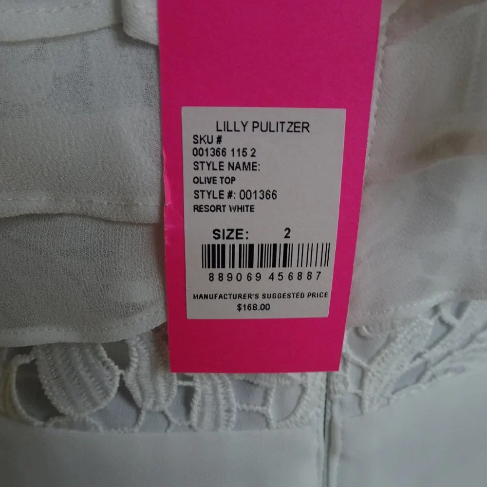 Lilly Pulitzer White Olive Top Size 2